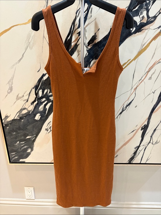 love J Dresses & Skirts - love J Rust-Colored Ribbed Tank Midi Dress